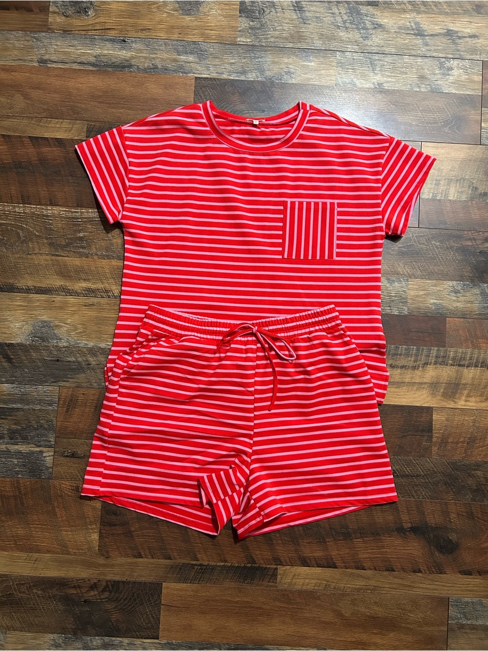 JODIFL Red and Pink Women’s Shorts Set